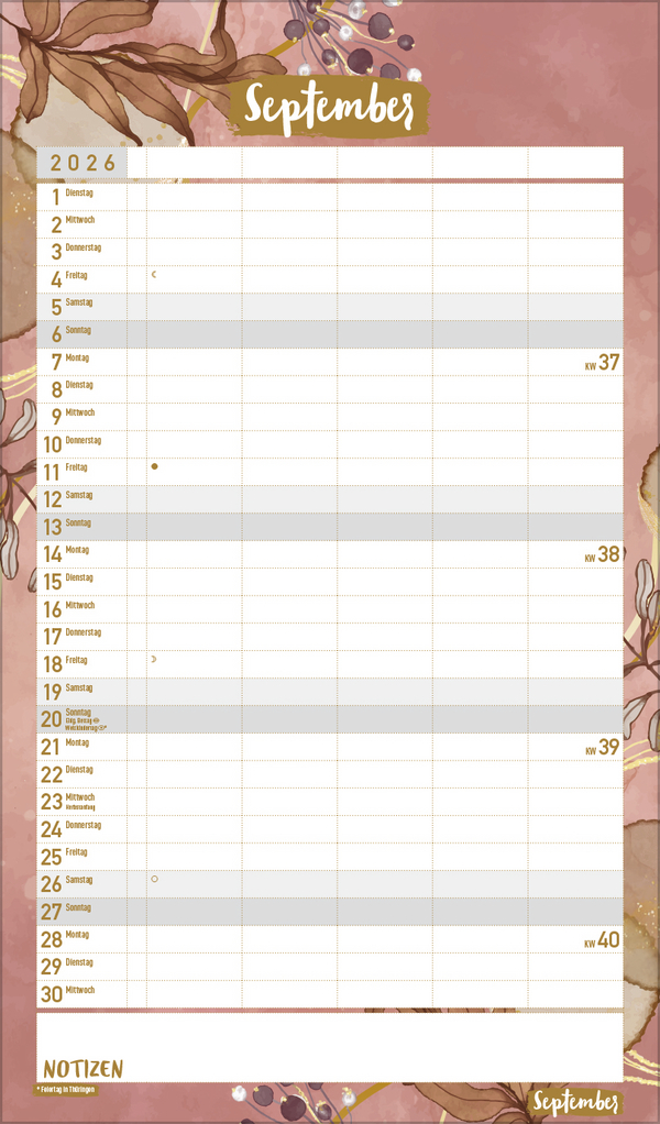 Familienplaner Metallic Glam 2026, Innenansicht #9