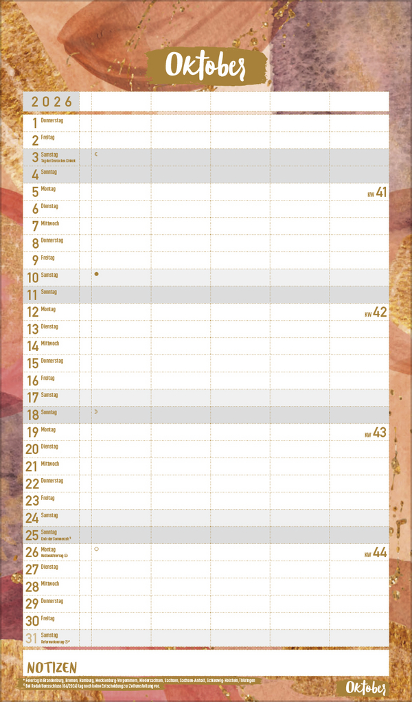 Familienplaner Metallic Glam 2026, Innenansicht #10
