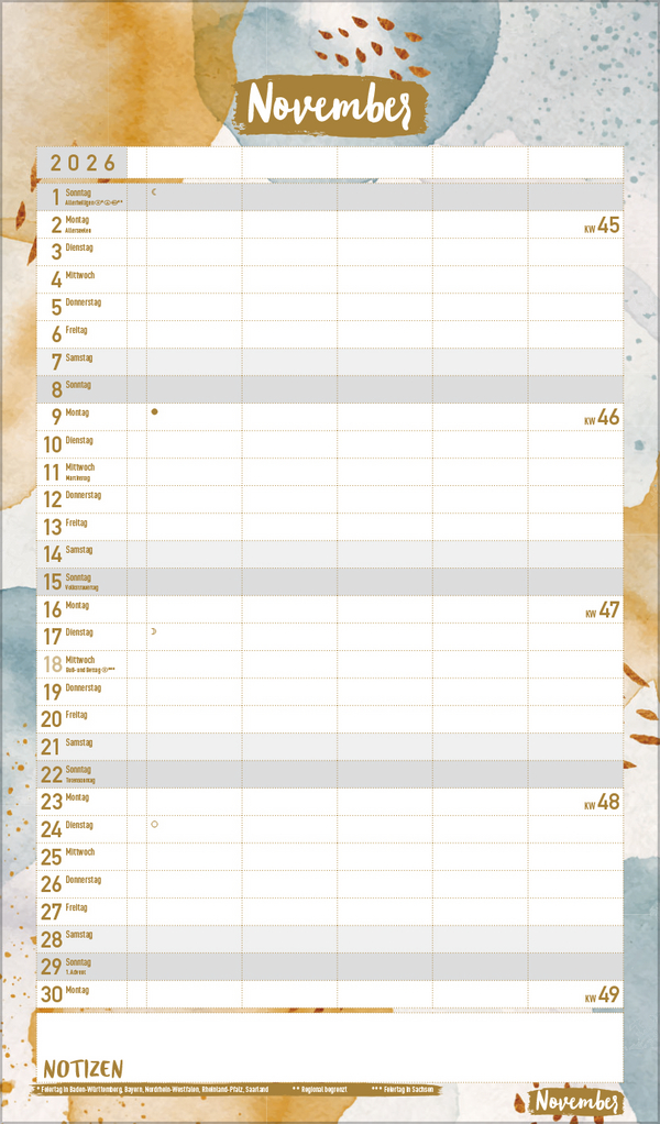 Familienplaner Metallic Glam 2026, Innenansicht #11