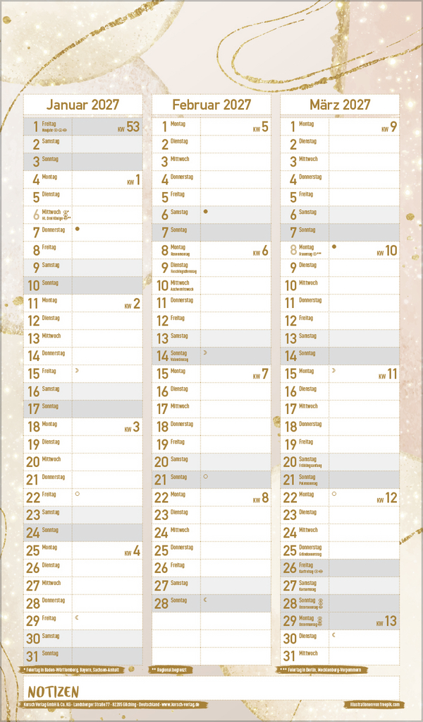 Familienplaner Metallic Glam 2026, Innenansicht #13