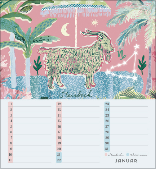 Geburtstagskalender Sternzeichen, Innenansicht #1