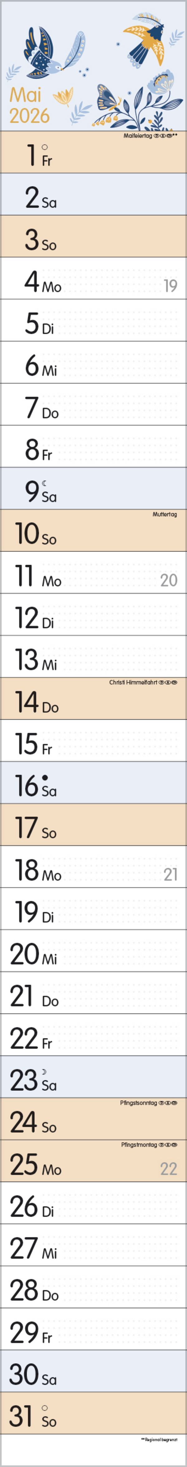 Streifenplaner Collect Moments 2026, Innenansicht #5