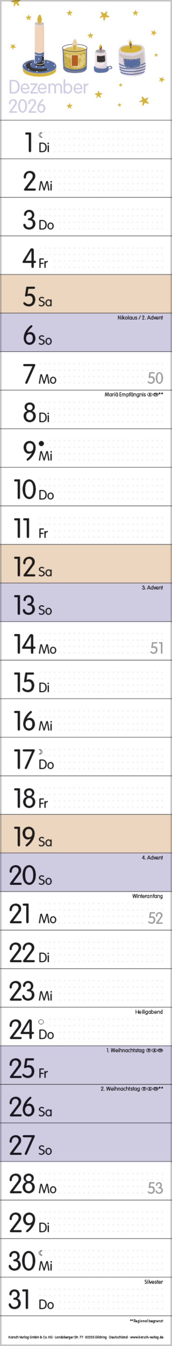 Streifenplaner Collect Moments 2026, Innenansicht #12