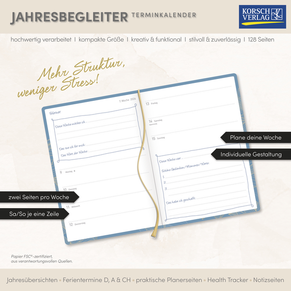 Terminkalender Jahresbegleiter Mindful 2026, Innenansicht #17