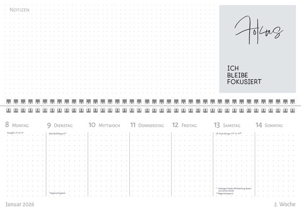 Tischkalender quer Affirmation 2026, Innenansicht #1