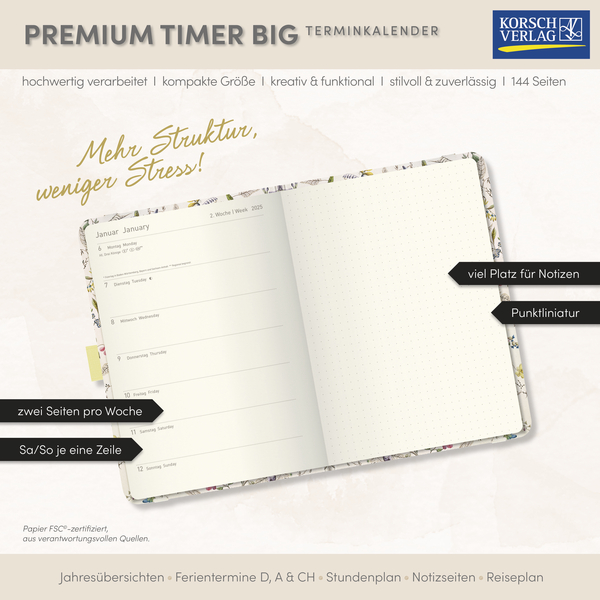 Premium Timer Big "Wild Flowers" 2026, Innenansicht #17