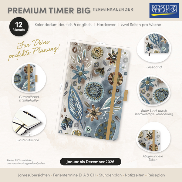 Premium Timer Big "Floral Collage" 2026, Innenansicht #16