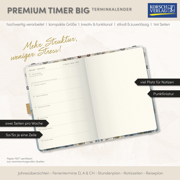 Premium Timer Big "Floral Collage" 2026, Innenansicht #17
