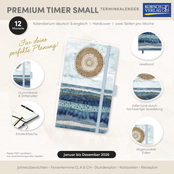 Premium Timer Small "Golden Waves" 2026, Innenansicht #16