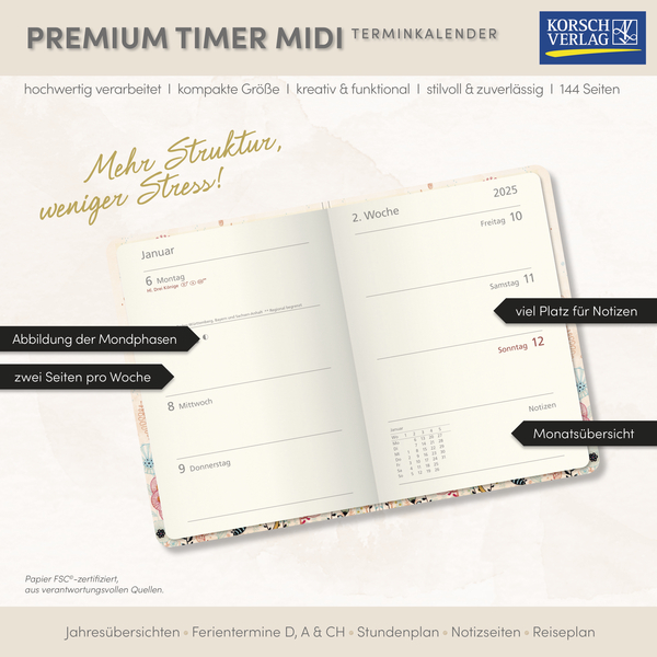Premium Timer Midi "Morgentau" 2026, Innenansicht #17