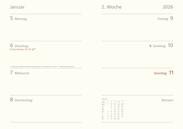 Premium Timer Midi "Botanical Study" 2026, Innenansicht #1