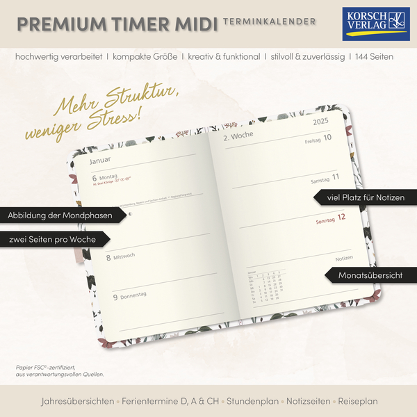 Premium Timer Midi "Botanical Study" 2026, Innenansicht #17