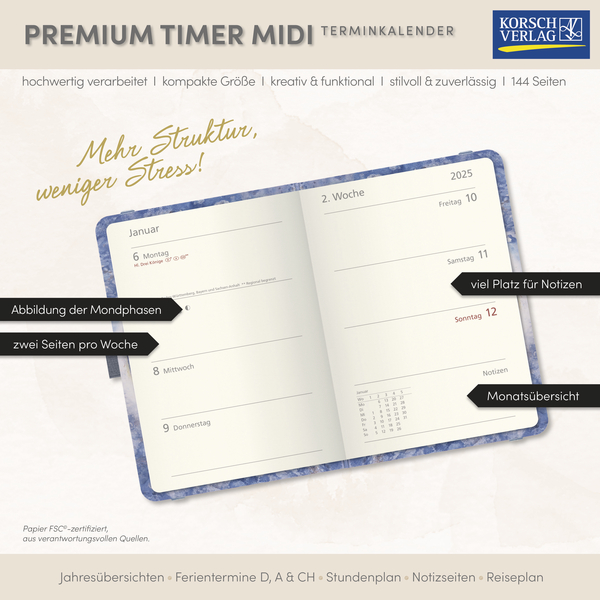 Premium Timer Midi "Blue Hour" 2026, Innenansicht #17