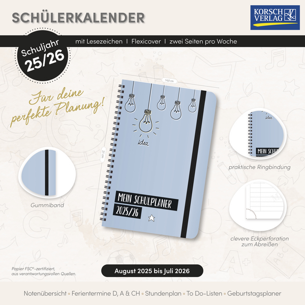 Schülerkalender Light on 2025/2026, Innenansicht #16