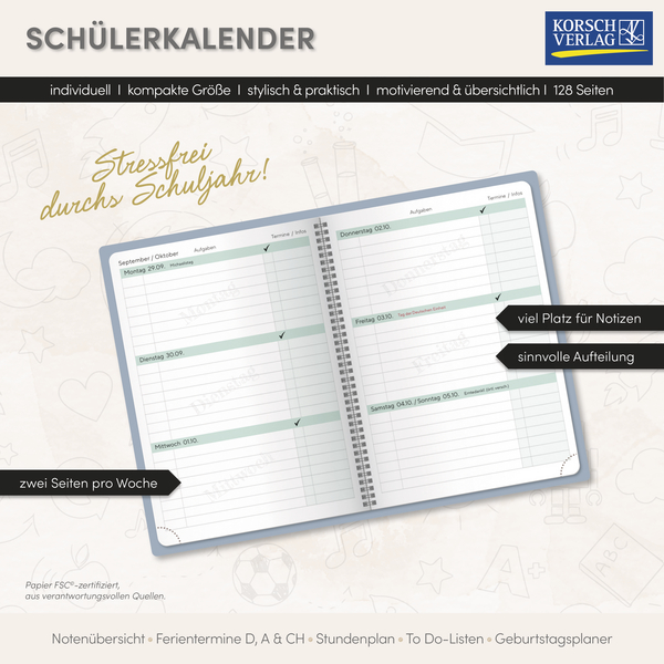 Schülerkalender Light on 2025/2026, Innenansicht #17