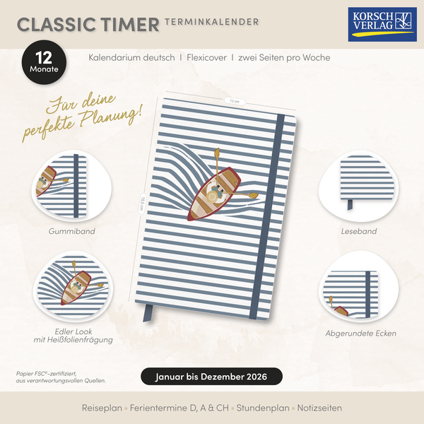 Terminkalender Classic Timer Boot 2026, Innenansicht #16