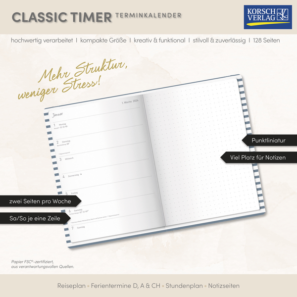 Terminkalender Classic Timer Boot 2026, Innenansicht #17
