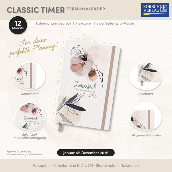 Terminkalender Classic Timer Bl&uuml;tenzauber 2026, Innenansicht #16