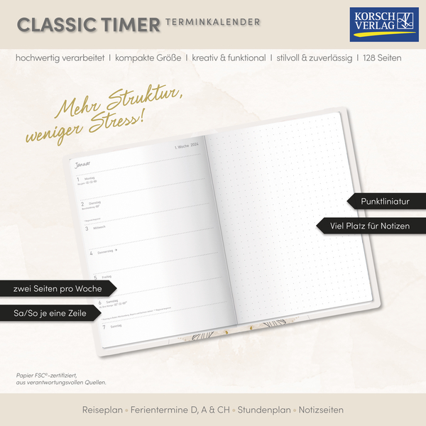 Terminkalender Classic Timer Bl&uuml;tenzauber 2026, Innenansicht #17