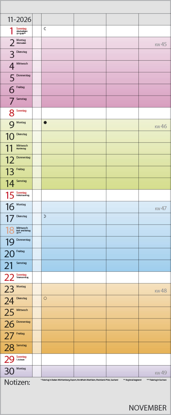 Familienplaner Farbenspiel 18 Monate 2026/2027, Innenansicht #14