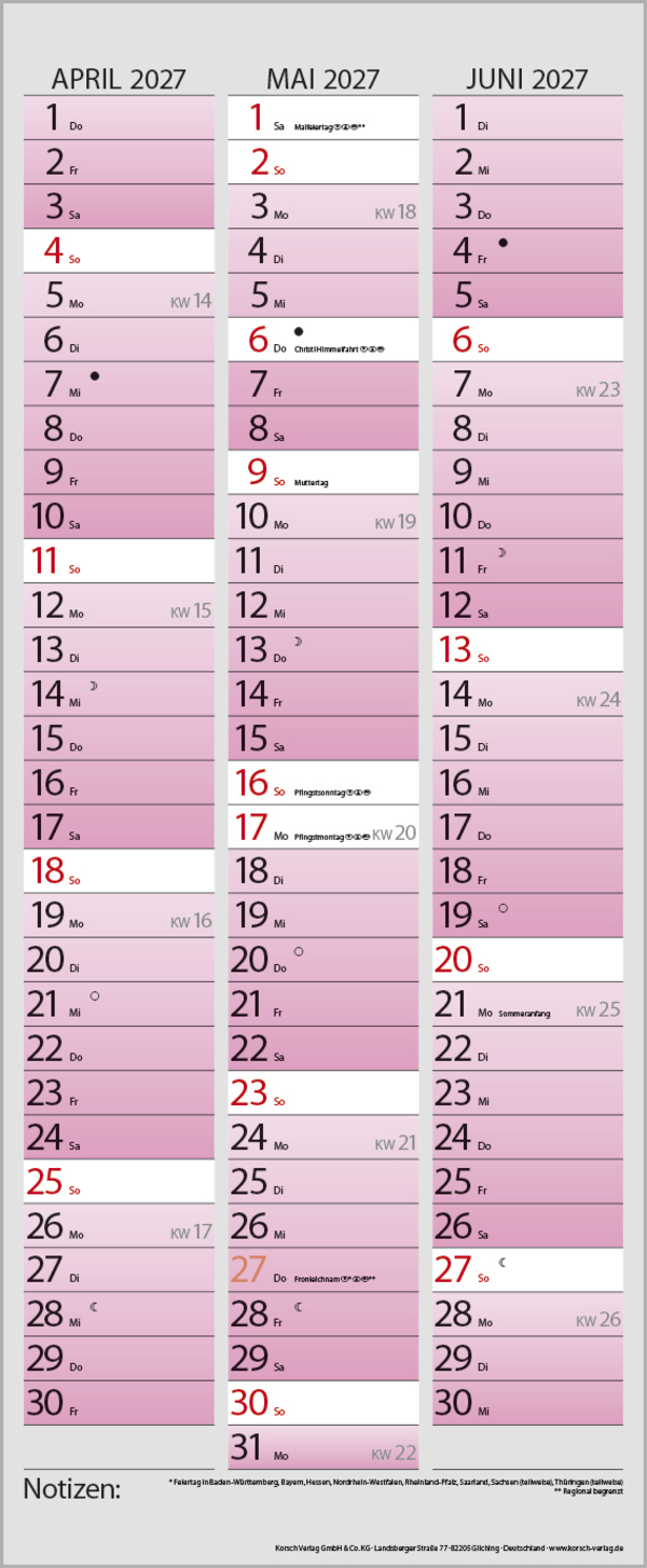 Familienplaner Farbenspiel 18 Monate 2026/2027, Innenansicht #19
