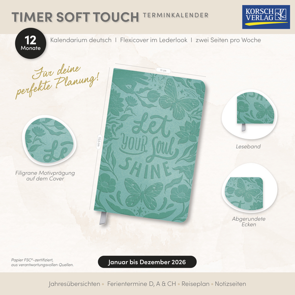 Timer Soft Touch t&uuml;rkis 2026, Innenansicht #16