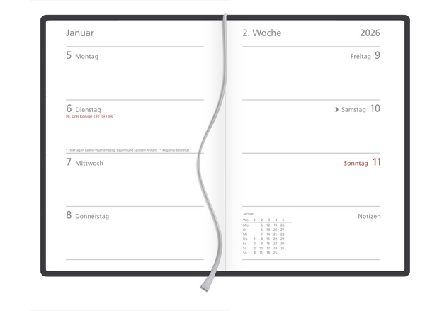 Timer Soft Touch nachtblau 2026, Innenansicht #1