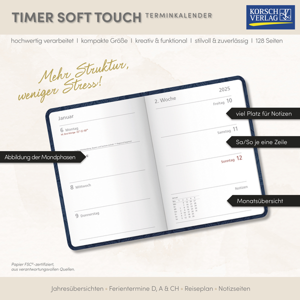 Timer Soft Touch nachtblau 2026, Innenansicht #17