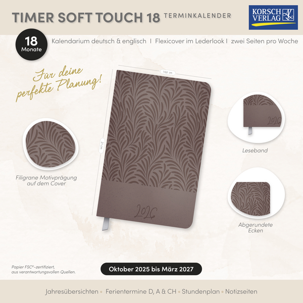 Timer Soft Touch 18 Monate greige 2026/2027, Innenansicht #16