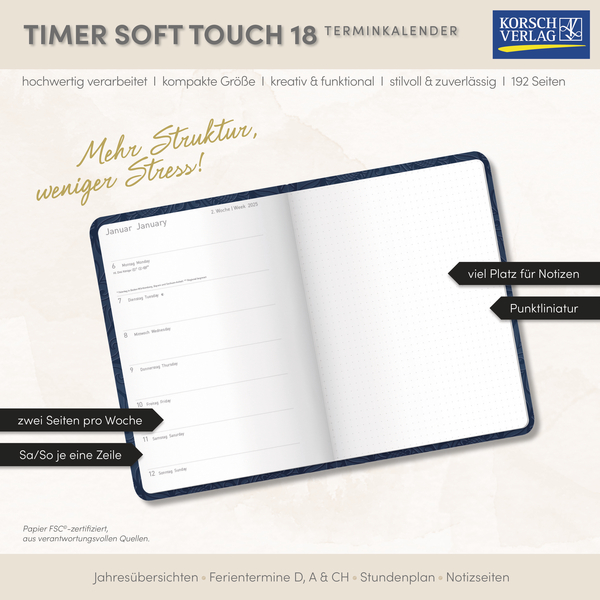 Timer Soft Touch 18 Monate dunkelblau 2026/2027, Innenansicht #17