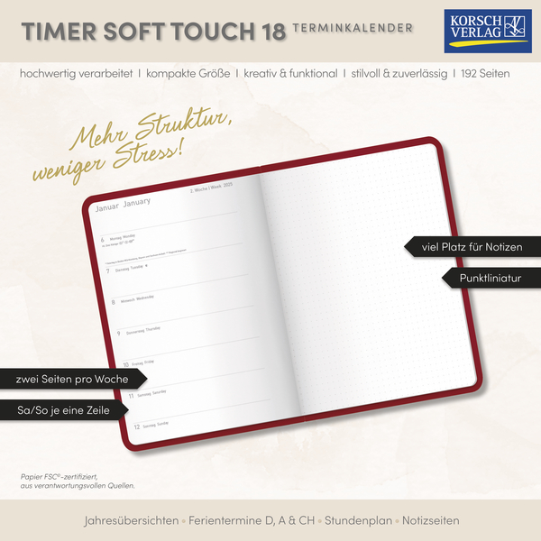 Timer Soft Touch 18 Monate Rubin 2026/2027, Innenansicht #17
