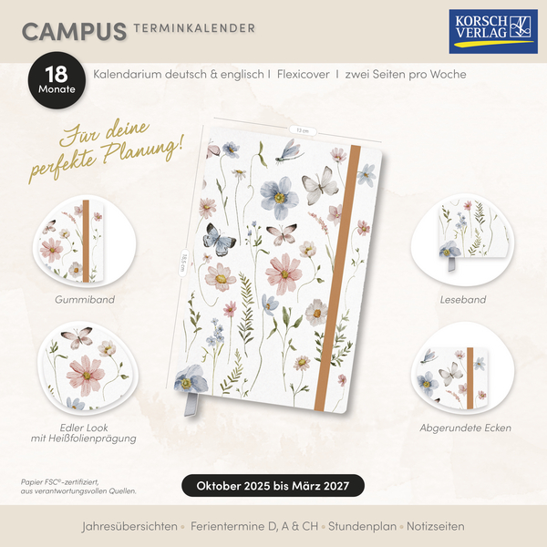 Terminkalender Campus Schmetterlinge 18 Monate 2026/2027, Innenansicht #16