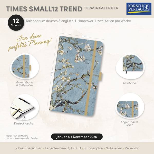 Buchkalender Times Small12 Trend Mandelblüte 2026, Innenansicht #16
