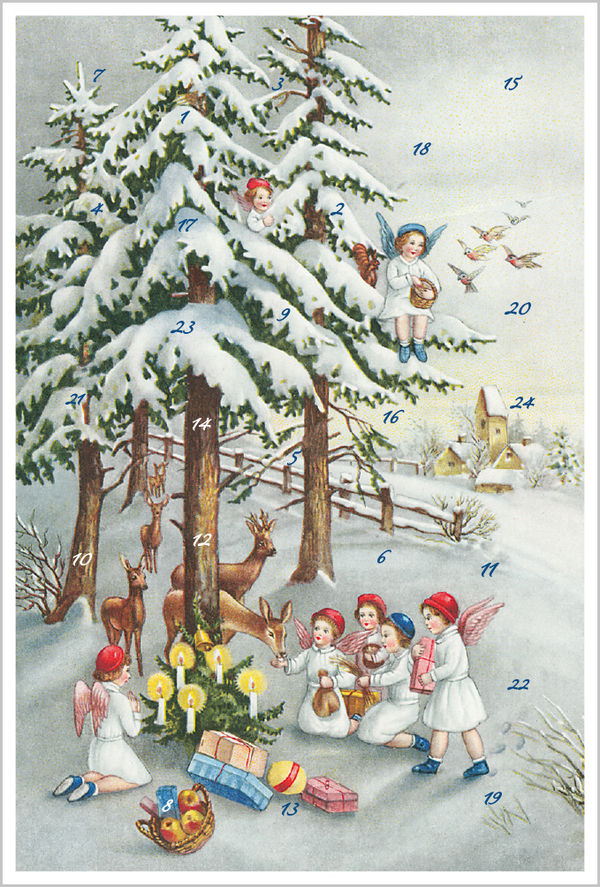 Adventskarten-Sortiment &raquo;Nostalgische Weihnachtsengel&laquo; (3 x 1 Karte), Innenansicht #1