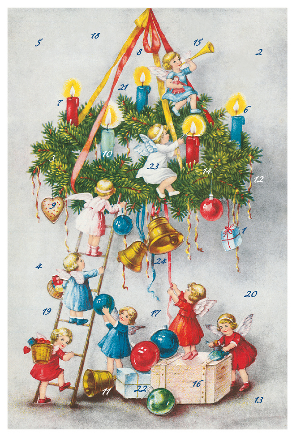 Adventskarten-Sortiment »Nostalgische Weihnachtsengel« (3 x 1 Karte), Innenansicht #1