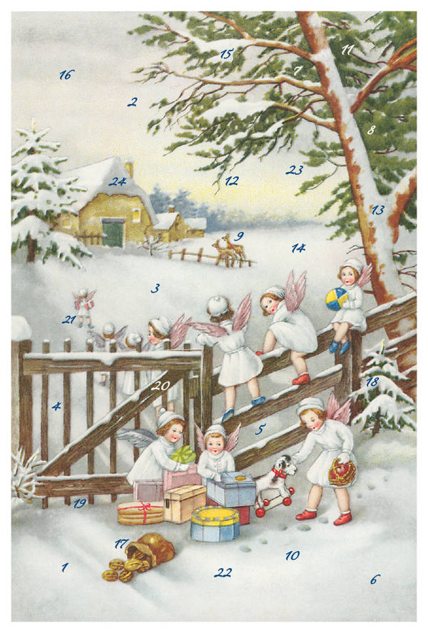 Adventskarten-Sortiment »Nostalgische Weihnachtsengel« (3 x 1 Karte), Innenansicht #2
