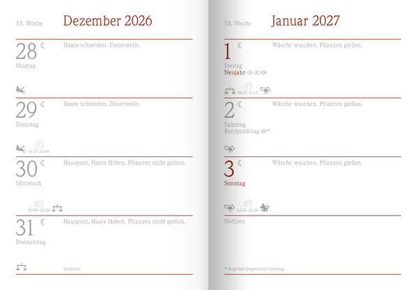Der kleine Mondkalender 2027, Innenansicht #1
