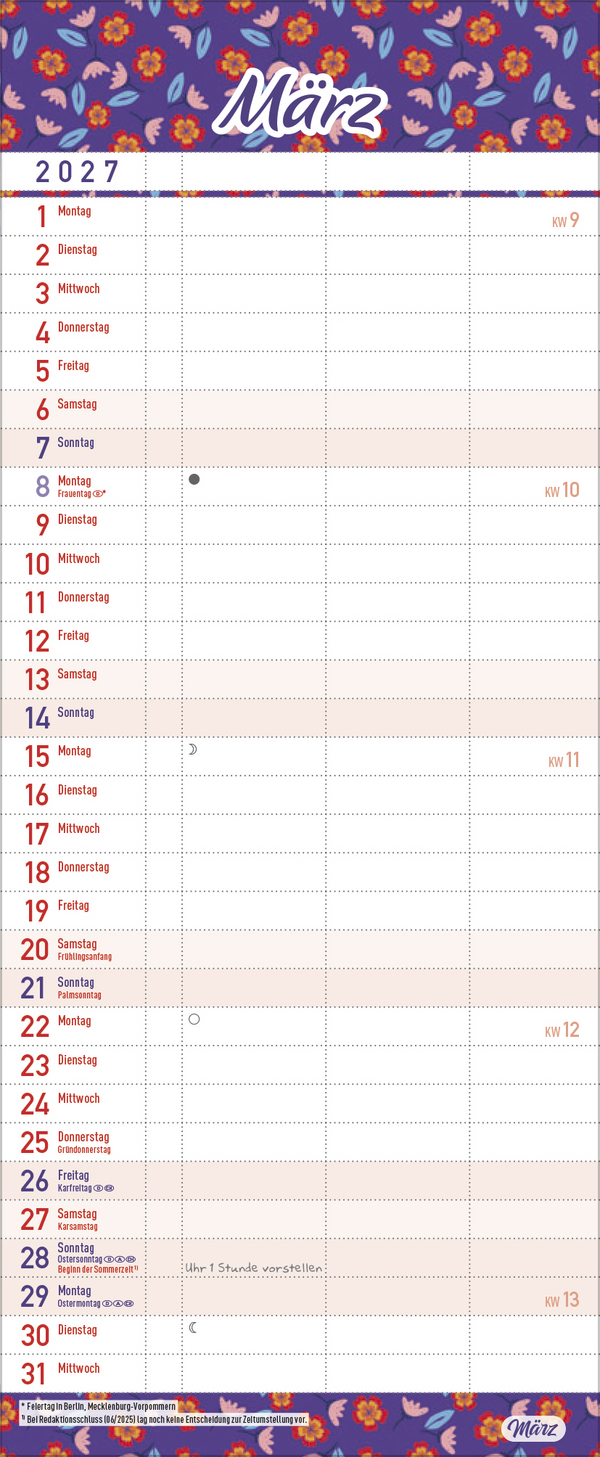 Familientimer Alles ist planbar 2027, Innenansicht #3