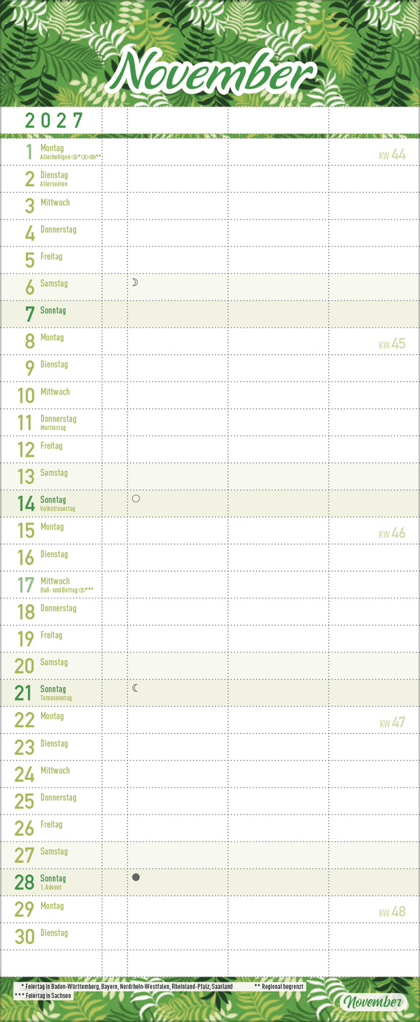 Familientimer Alles ist planbar 2027, Innenansicht #11