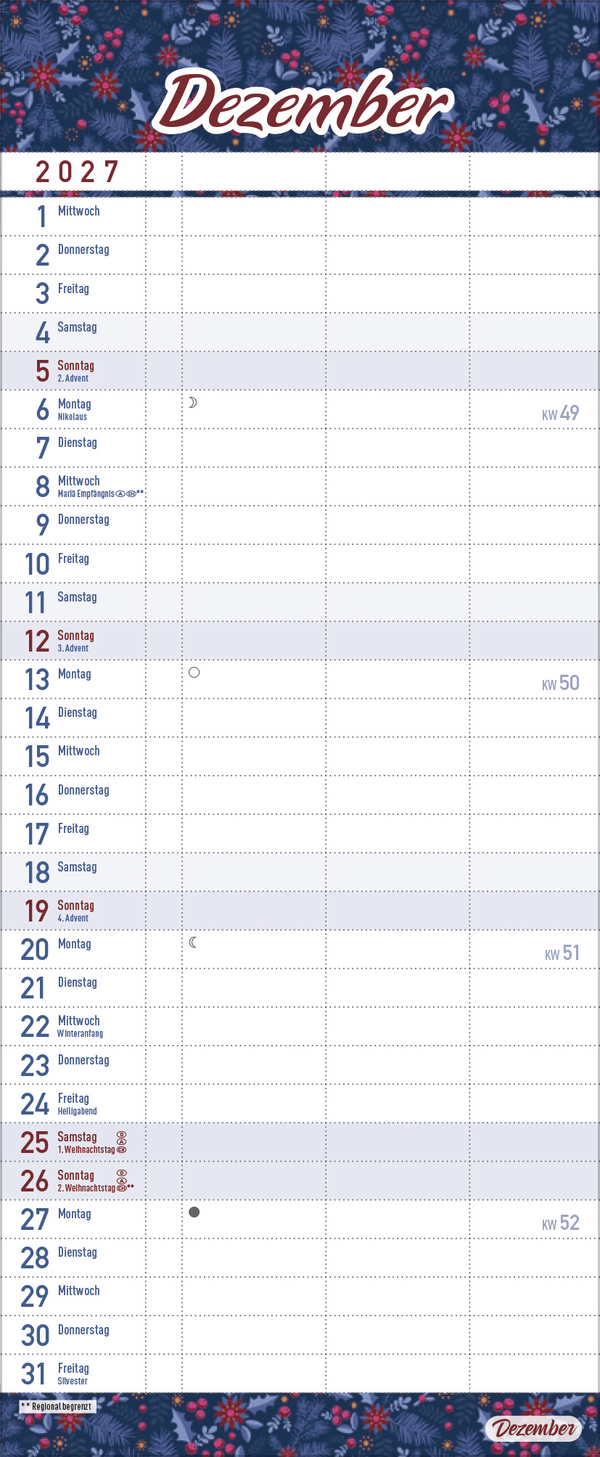 Familientimer Alles ist planbar 2027, Innenansicht #12