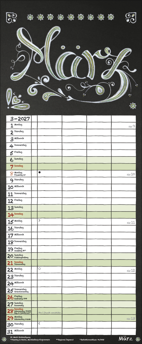 Tafel Timer 2027, Innenansicht #3