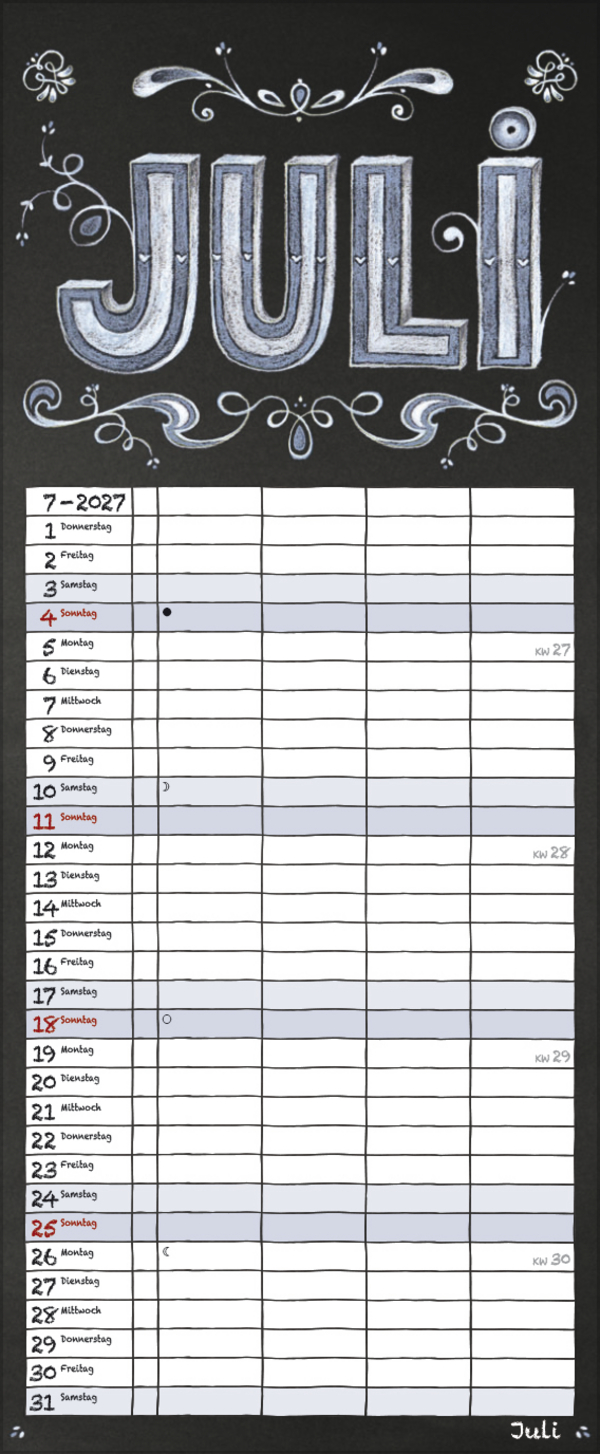 Tafel Timer 2027, Innenansicht #7