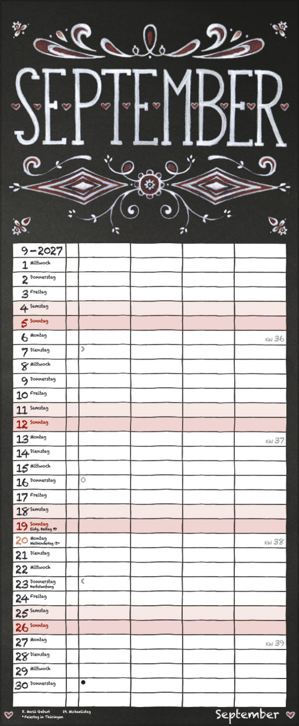 Tafel Timer 2027, Innenansicht #9