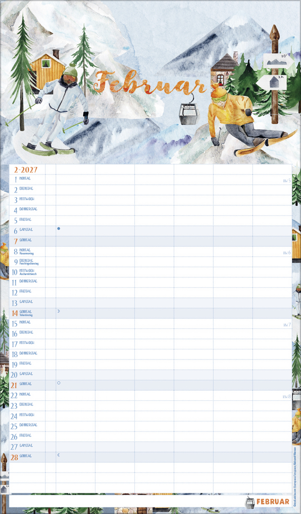 Familienplaner Aquarell 2027, Innenansicht #2