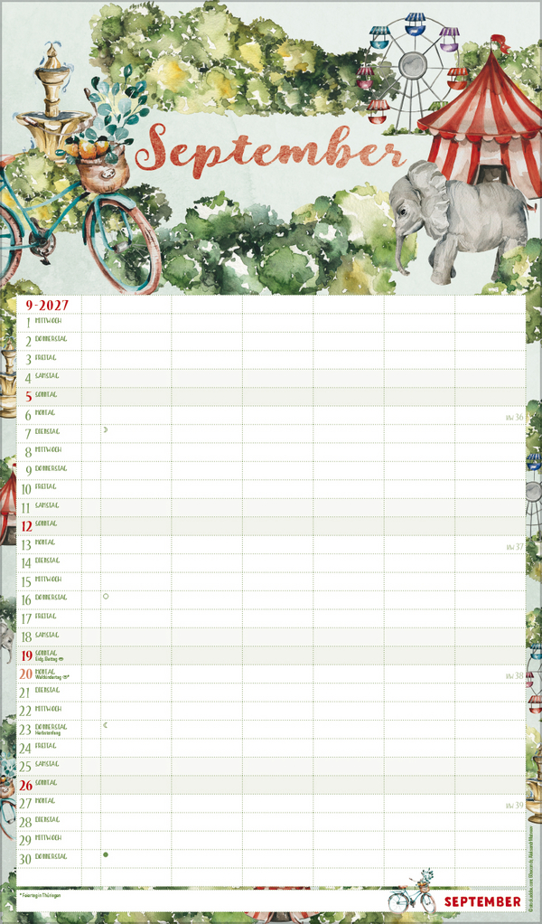 Familienplaner Aquarell 2027, Innenansicht #9