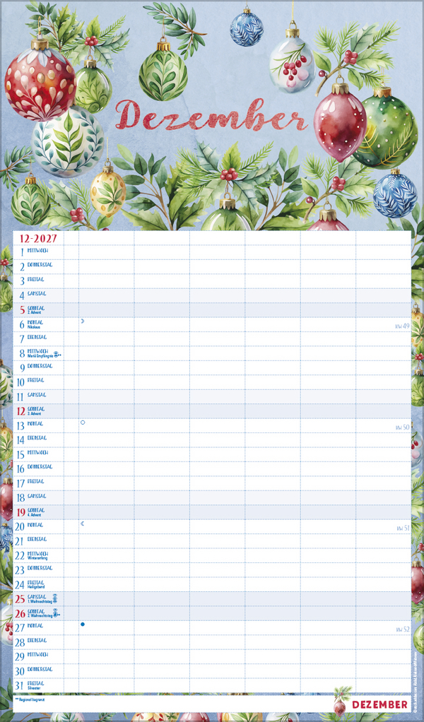 Familienplaner Aquarell 2027, Innenansicht #12