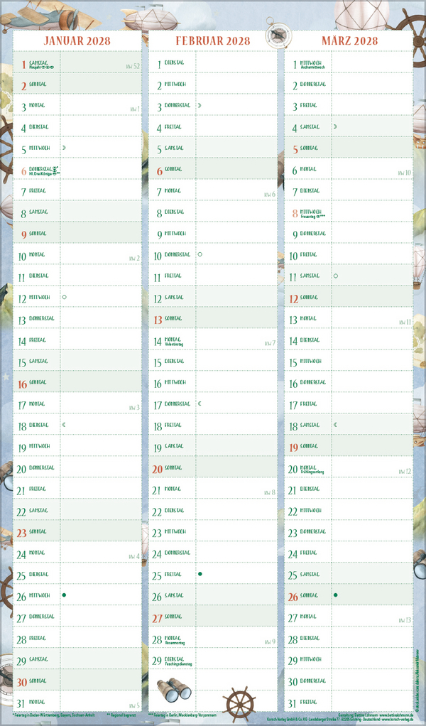 Familienplaner Aquarell 2027, Innenansicht #13