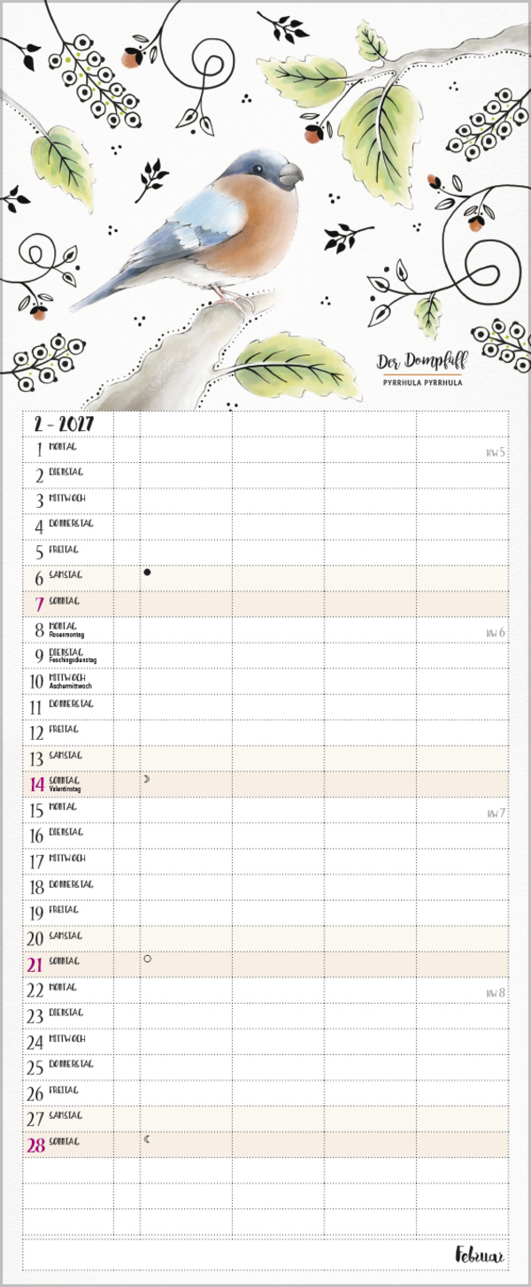 Familienplaner Pretty Birds 2027, Innenansicht #2