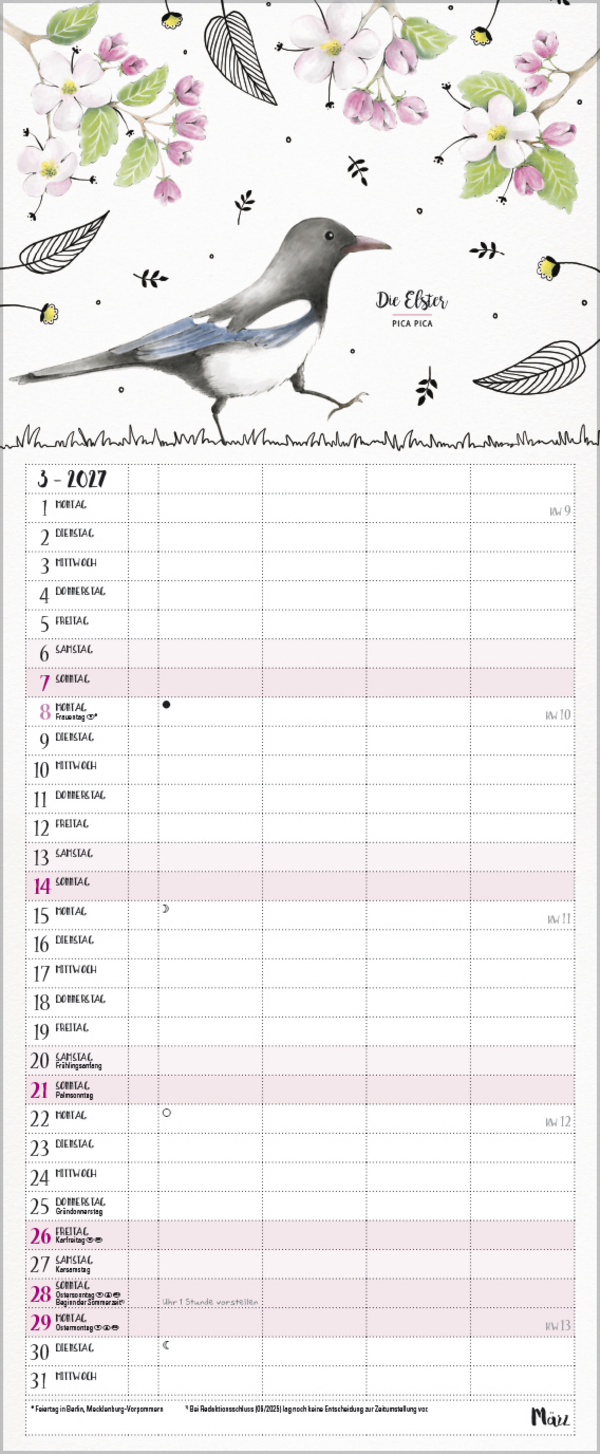 Familienplaner Pretty Birds 2027, Innenansicht #3