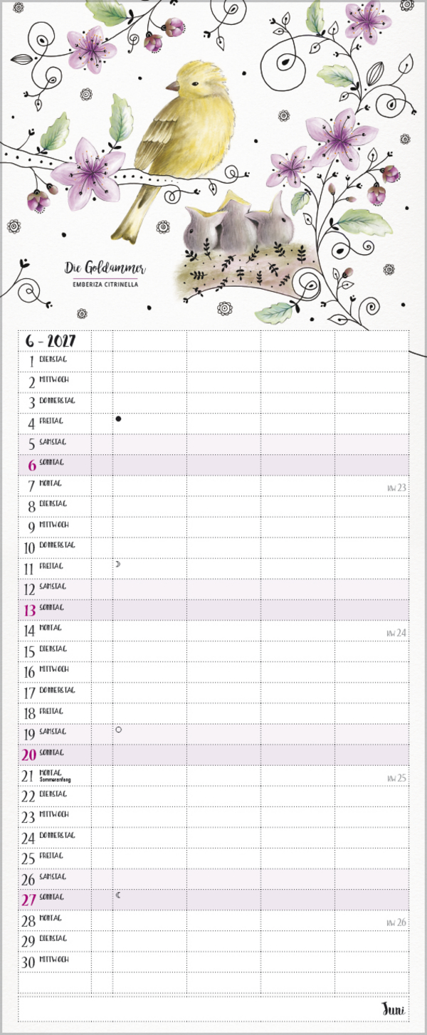 Familienplaner Pretty Birds 2027, Innenansicht #6